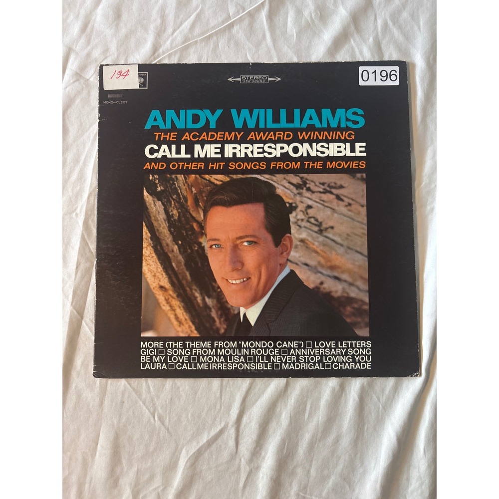 Columbia Andy Williams Call Me Irresponsible Vinyl LP 12" Black Good 1964 Stereo